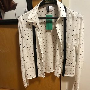 H&M Black & white starry polka dot button up